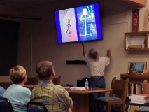 Don giving a talk on the books